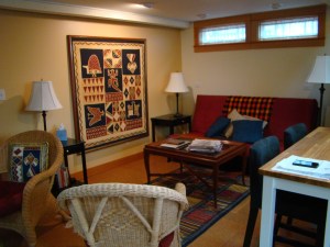 a sofa opens into a bed in the multi-functional living room