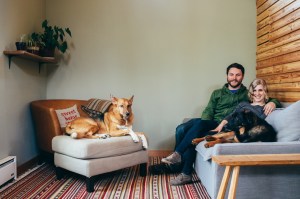 James & Kyra at home with their dogs