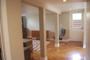 the concrete floors were ground down, stained and finished