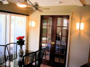 Clark & Chen dining room and French doors to bedroom