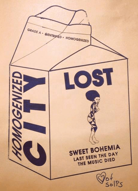 photo of a milk-carton style flyer lamenting the loss of 