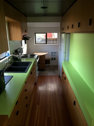 Caleb Bruce, a cabinetmaker, has used built-ins throughout his ADU to provide a place for everything