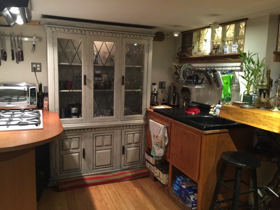 Lisa Lonstron's kitchen cabinet is a reclaimed curio cabinet