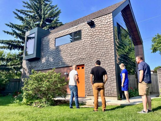 photo of a stylish backyard house